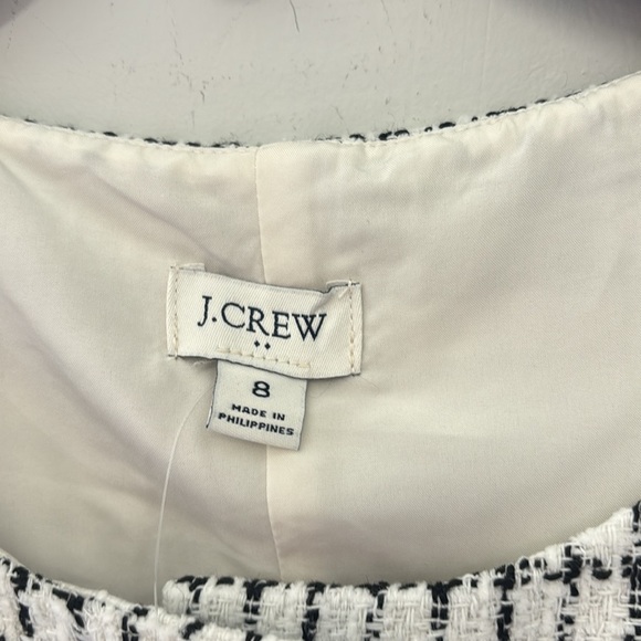 J. Crew Black and White Sleeveless Tweed Button Front Shift Dress NWT Size 8 - Picture 3 of 6